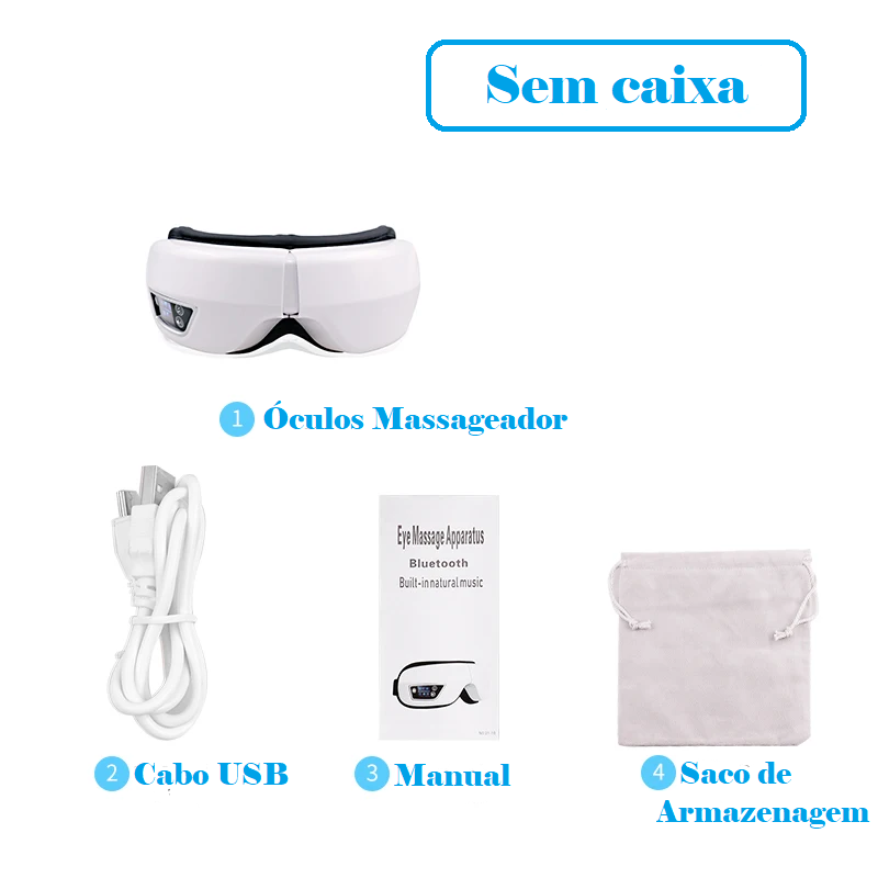 Massageador de Olhos - Óculos c/ Música, Compressa Quente e Relaxamento para fadiga ocular