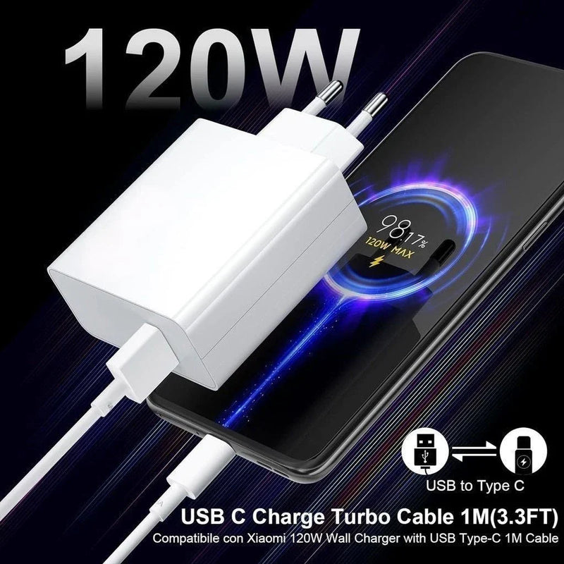 Carregador 120W Turbo Power Xiaomi Cabo 6A Usb