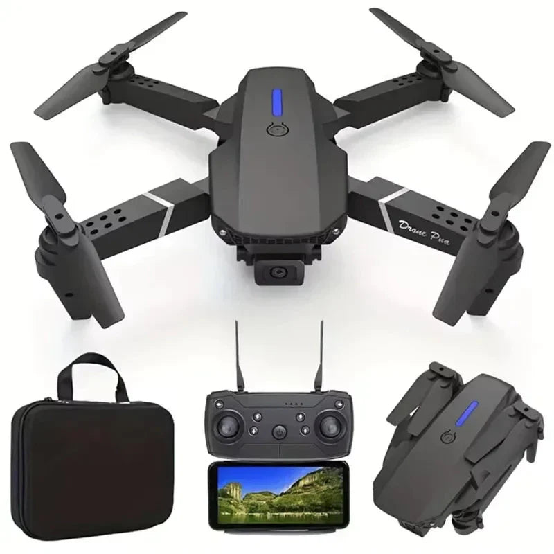 Drone E88 Pro com Câmera Dupla, Wi-Fi e Case